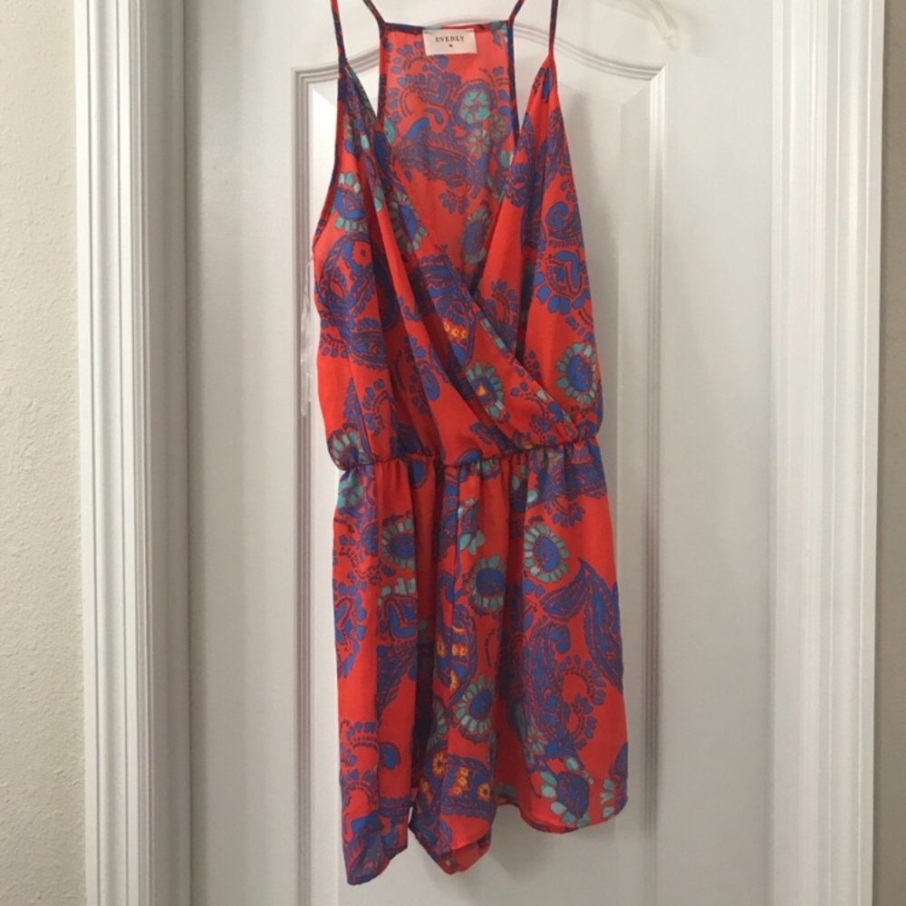 Coral romper with pattern
